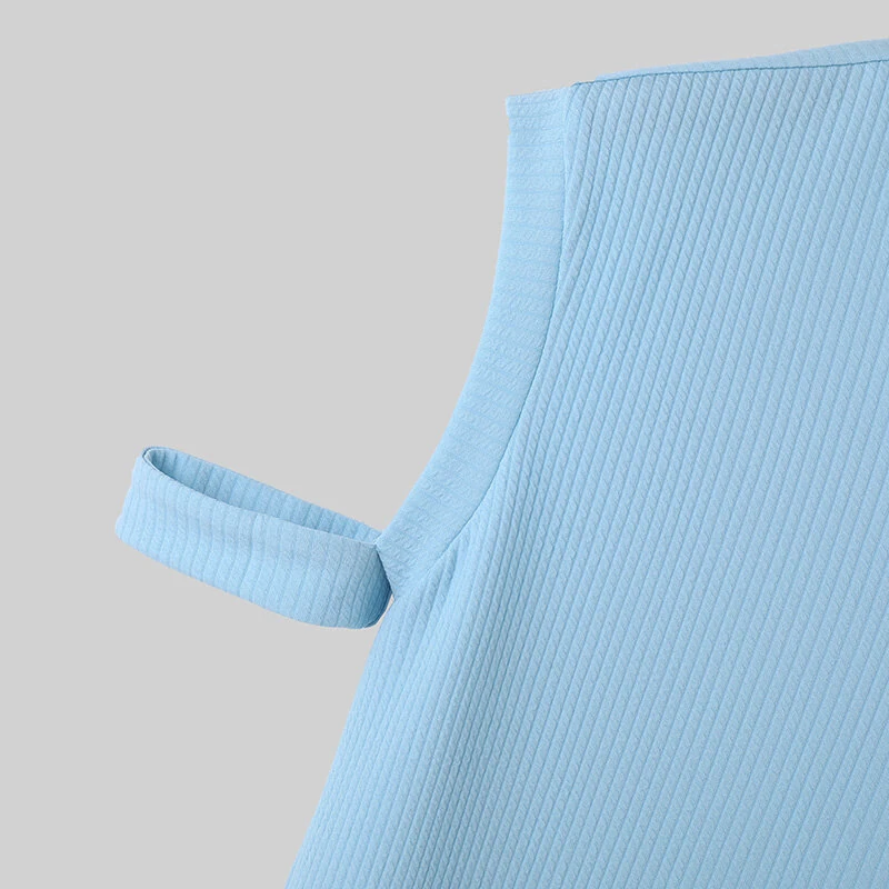 (image for) INCERUN Mens Solid Knit Textured Notched Neck T-Shirt Comfortable Stand Collar Short Sleeve Top for Male